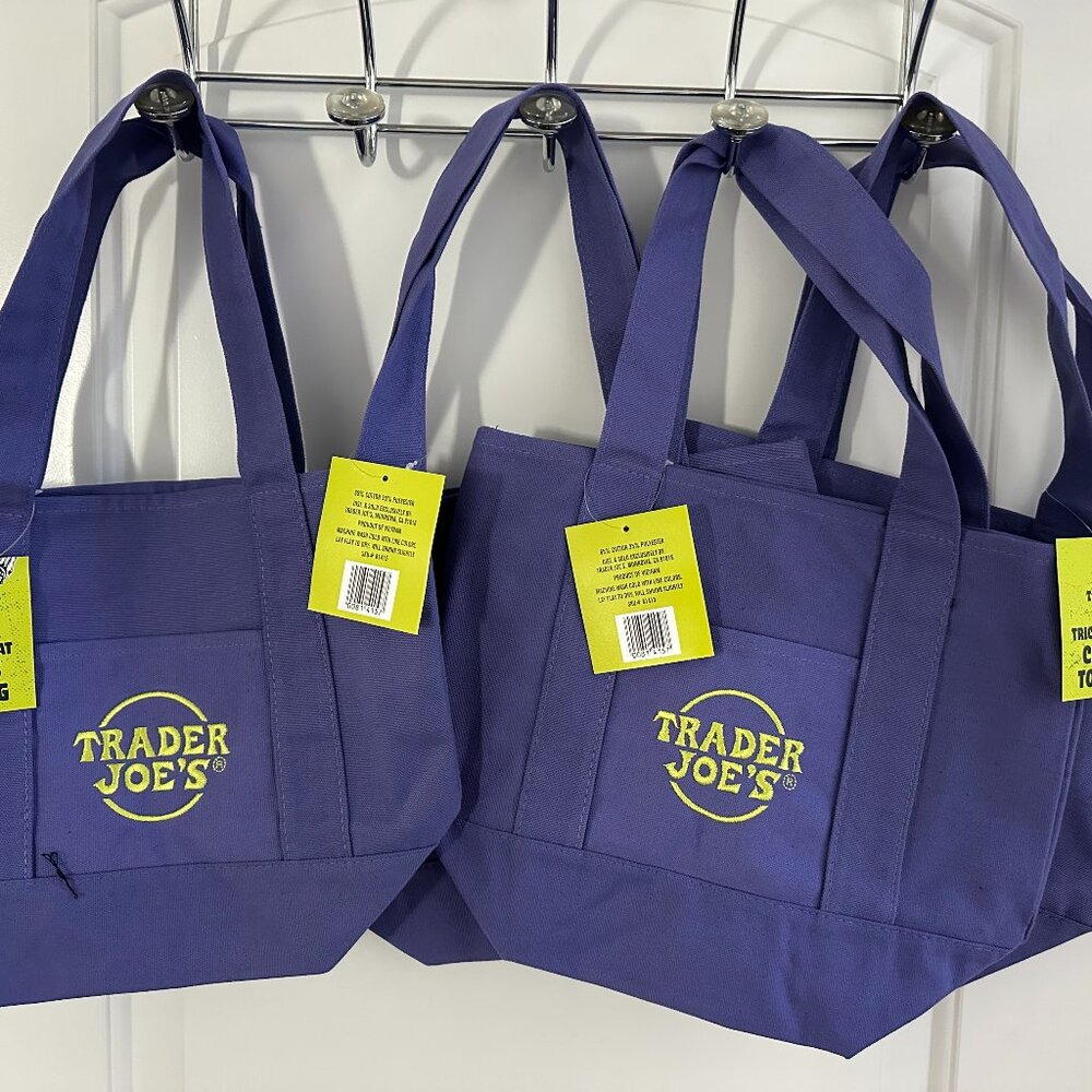 NWT Trader Joe’s Purple Mini Canvas Tote Bag Set of 4 Halloween